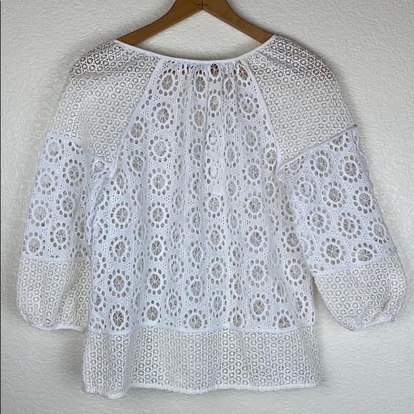 NWT Trina Turk White Eyelet Crochet Lace Blouse Top - Picture 6 of 10